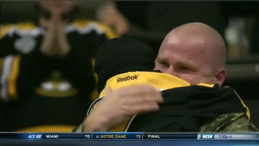 Coast Guardsmen surprises son at Bruins game