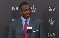 Dwayne Casey speaks to the media following a 110-89 home loss to Atlanta
