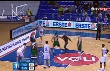 Fan decked after attacking players in Euro Cup basketball game!