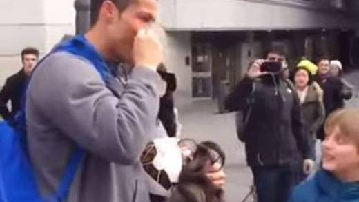 Cristiano Ronaldo surprises a kid in Madrid