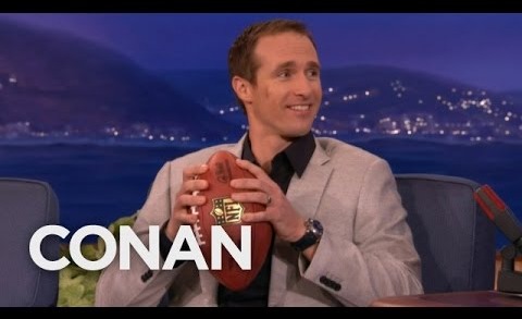 Drew Brees talks deflategate on Conan & compares football weights