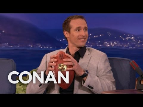 Drew Brees talks deflategate on Conan & compares football weights