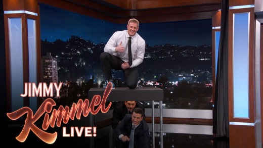 JJ Watt interview on Jimmy Kimmel + Jumps over Jimmy Kimmel