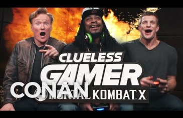 Marshawn Lynch & Rob Gronkowski play each other in Motral Kombat X with Conan