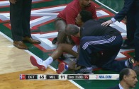 Tough blow: Brandon Jennings injures his achilies vs. Milwaukee