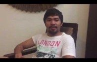 Manny Pacquiao speaks after announcing the Floyd Mayweather fight