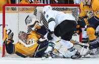 Predators goalie Pekka Rinne makes a series of robberies