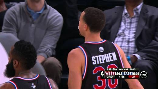 Stephen Curry makes spectacular circus shot in 2015 All-Star Game