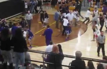 Wow: High School basketball brawl between players and fans in Indiana
