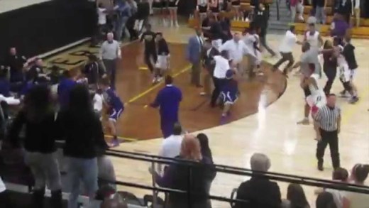 Wow: High School basketball brawl between players and fans in Indiana