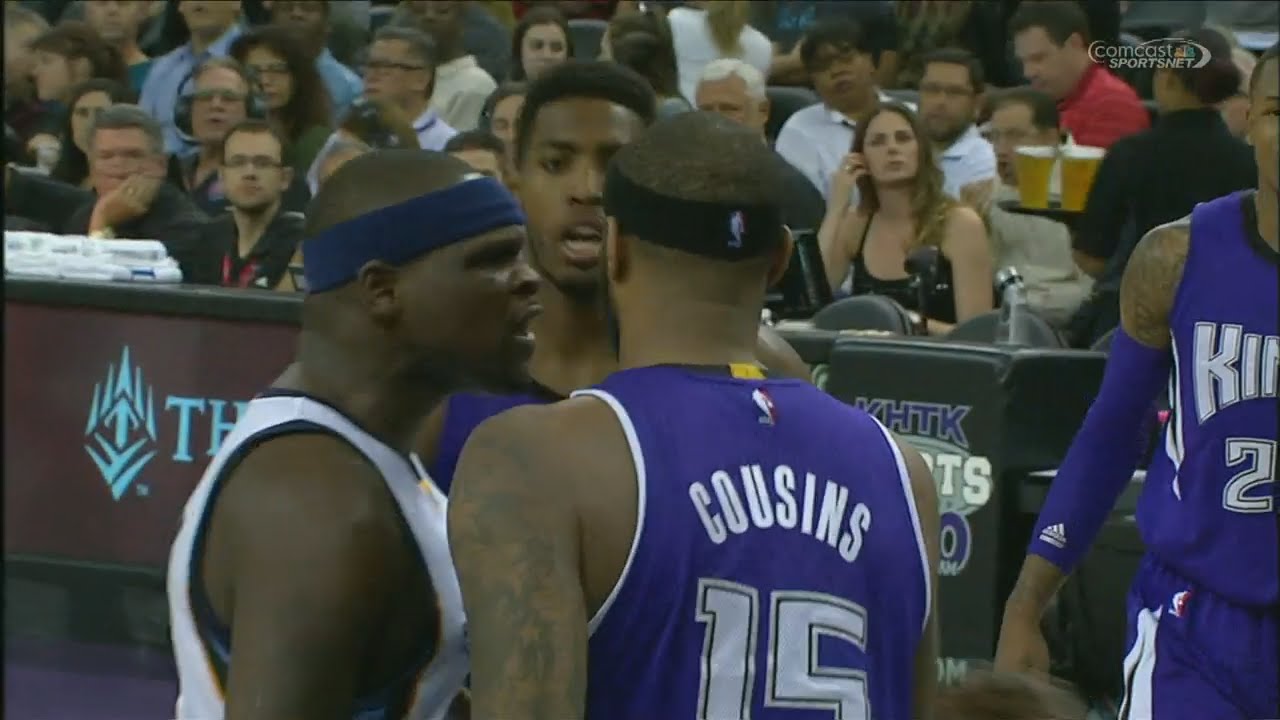 Zach Randolph gets in the face of DeMarcus Cousins & exchange ensues