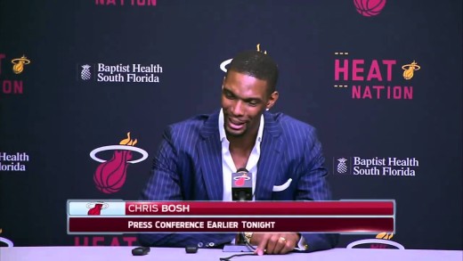 Chris Bosh speaks to the media about his season ending blood clots