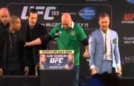 Conor McGregor steals Jose Aldo’s UFC belt & Irish crowd goes nuts