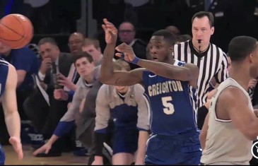 Creighton player nails teammate in face