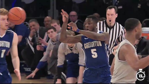 Creighton player nails teammate in face