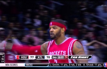 Josh Smith tells the Atlanta crowd to be quiet after hitting shot