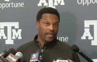 Kevin Sumlin speaks to the media for Texas A&M Pro Day 2015