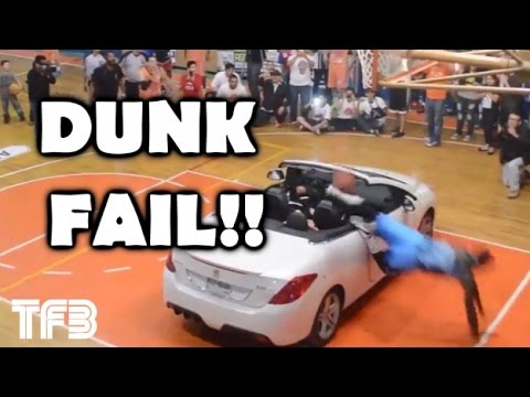 Lloyd Hickinson fails dunk over a car in the Golden Chihuahua All-Star Game