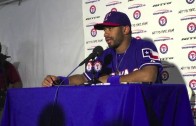 Russell Wilson press conference with the Texas Rangers
