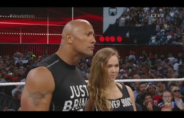 The Rock & Ronda Rousey full segment with Triple H & Stephanie McMahon