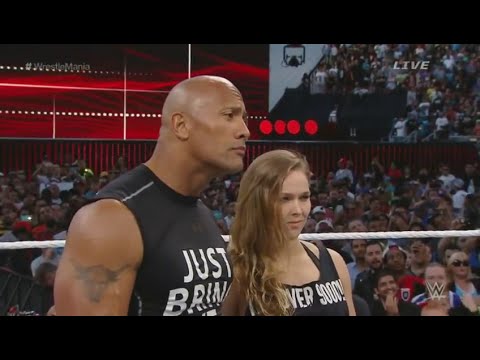 The Rock & Ronda Rousey full segment with Triple H & Stephanie McMahon