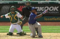 Adrian Beltre misses badly & knee golfs the next pitch out of the park