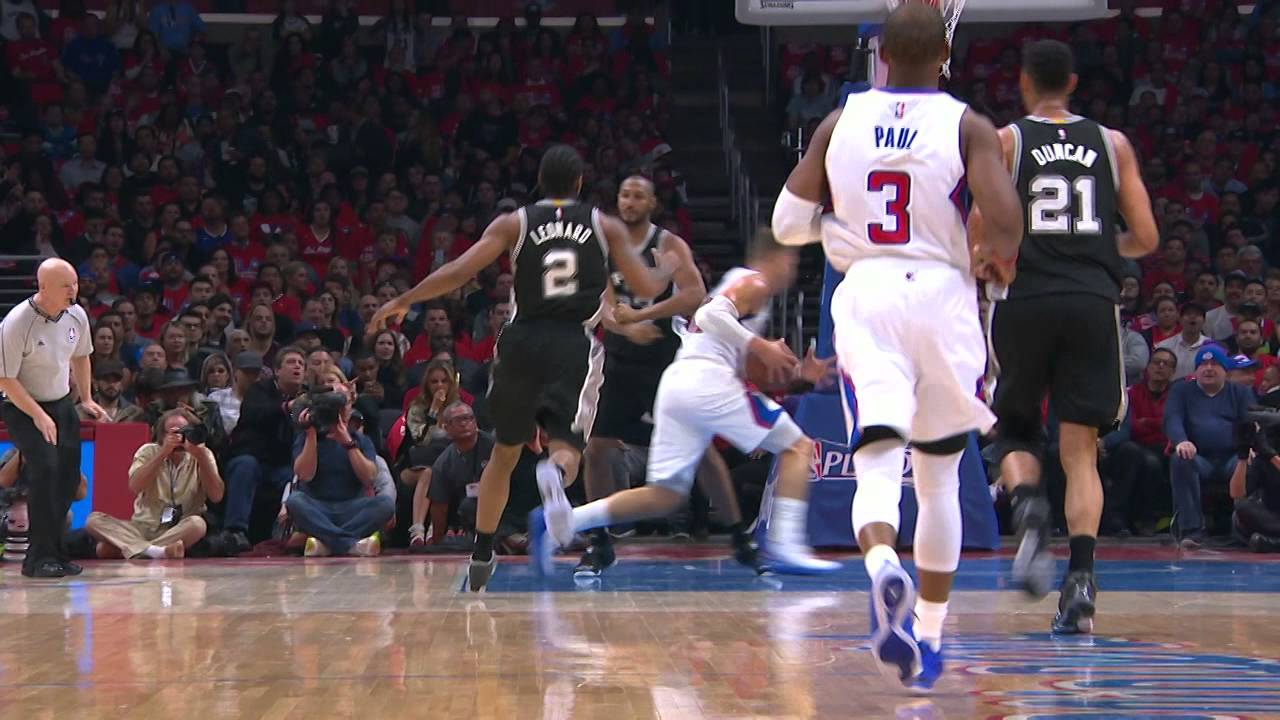 Blake Griffin stutters steps by Boris Diaw for the slam