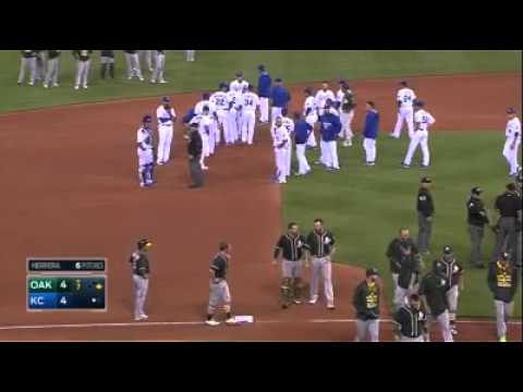 Brett Lawrie wipes out Escobar in slide & benches clear