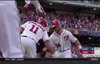 Bryce Harper hits his first homer of the year off of Bartolo Colon