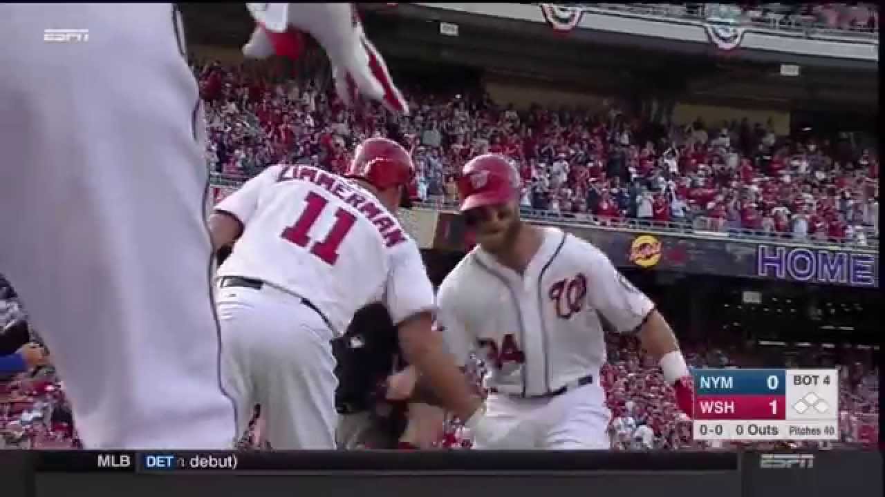 Bryce Harper hits his first homer of the year off of Bartolo Colon