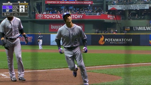 Carlos Gonzalez smokes a homer to center field