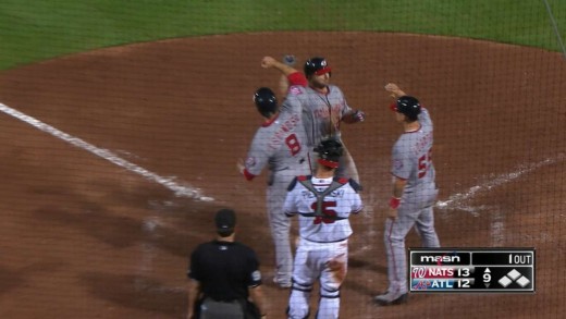 Dan Uggla crushes a three-run home run to deep left to mount comeback