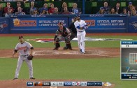 Jose Bautista homers the very next pitch after being thrown behind