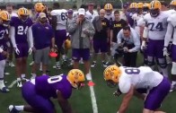 LSU football players get testy during Big Cat drill