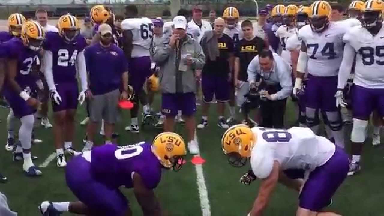 LSU football players get testy during Big Cat drill