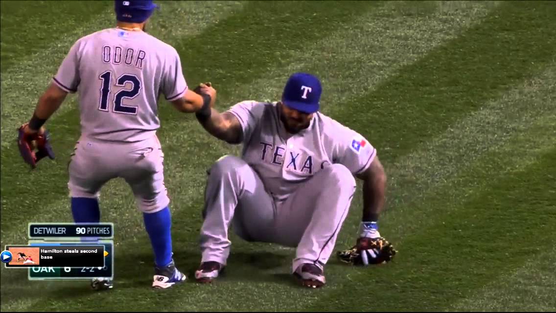 Prince Fielder tumbles down on foul ball pop out