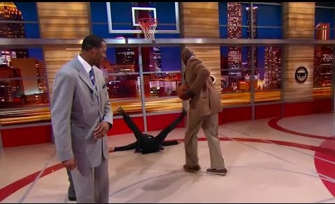 Shaquille O’Neal plows over Isiah Thomas on Inside The NBA