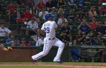 Adrian Beltre hits the ball twice on one swing