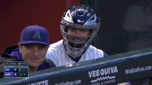 Archie Bradley almost hit with foul ball & puts on catchers mask