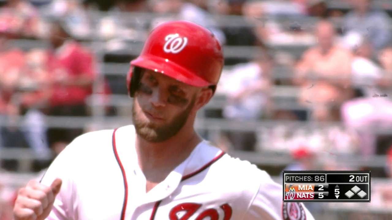 Bryce Harper launches 3 homers vs. the Marlins