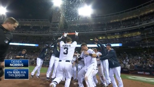 Derek Norris drives a walk-off grand slam to center