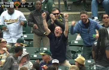 Fan goes ballistic in celebration after snaring foul ball