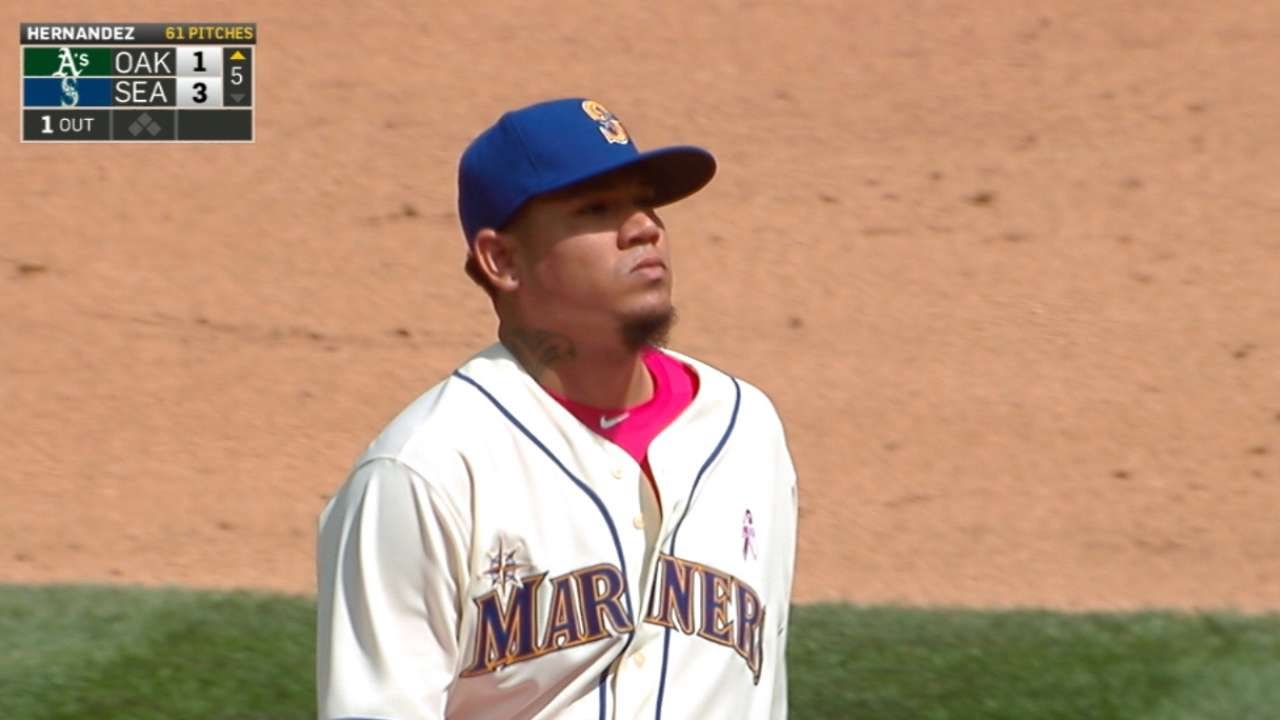Felix Hernandez records his 2,000th career strikeout