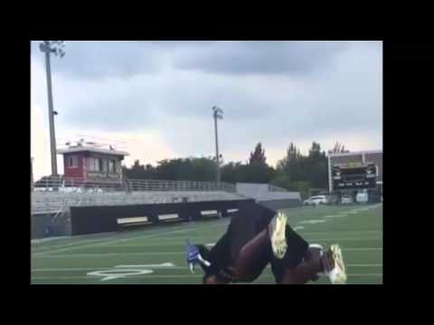 Four-star high school cornerback makes one handed back flip catch