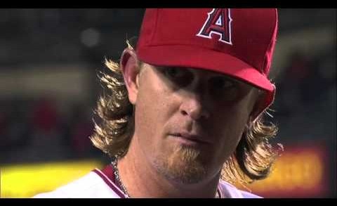 Jered Weaver gets hit with bottle during interview & gives death stare