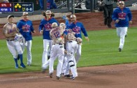 John Mayberry hits the rare walk off infield single for the Mets