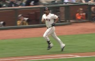 Madison Bumgarner launches a solo homer off Kershaw