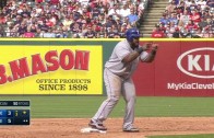 Shaun Marcum tries to pick off Prince Fielder during timeout