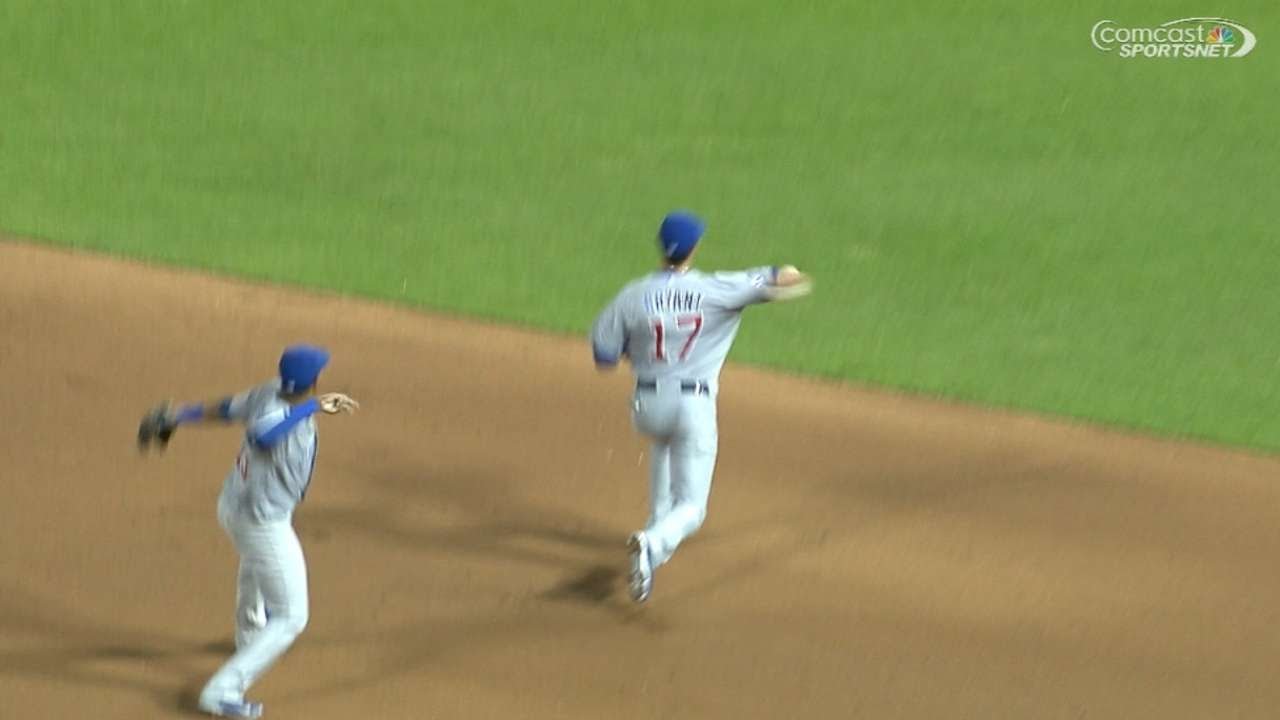 Starlin Castro mimics Bryant as he makes the play