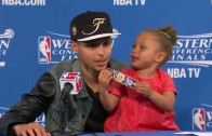 Stephen Curry brings out his daughter Riley for encore